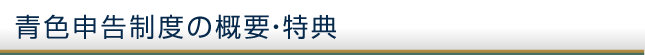 青色申告制度の概要・特典